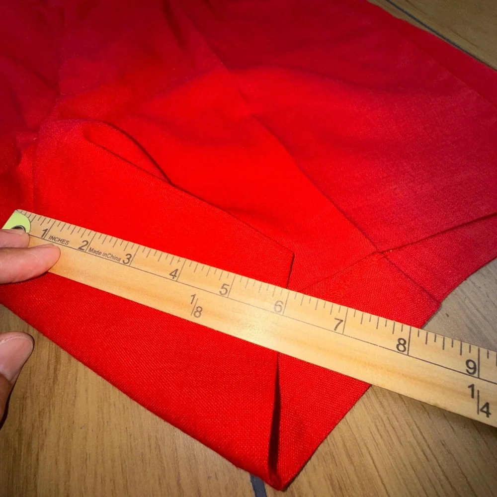 VTG Islander Linen Red Bermuda Mens 44 English Sports Shop Pleated Front